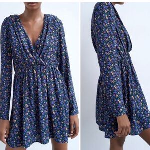 Zara Plunging V Neck Floral Dress